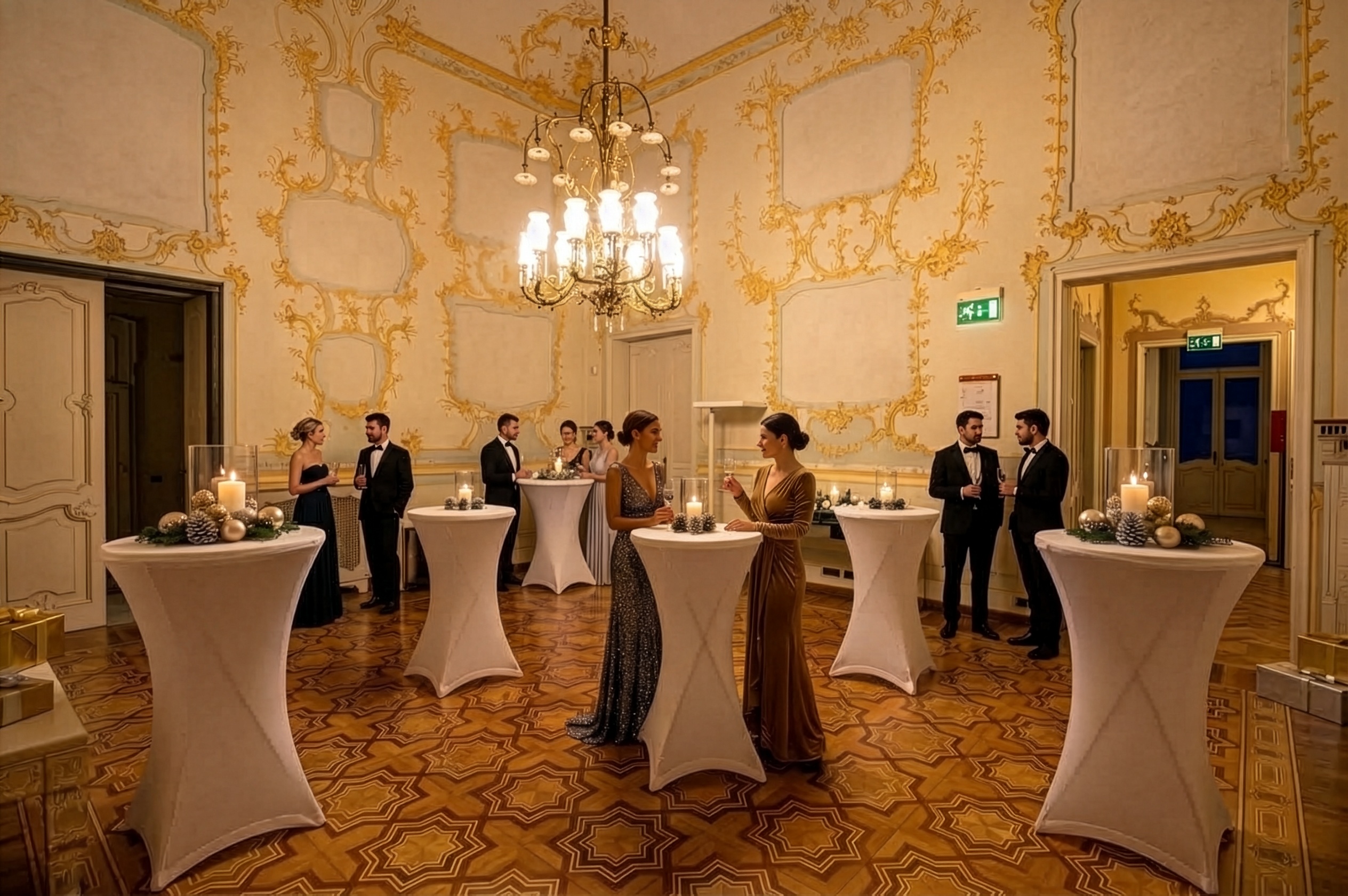 Cocktail per eventi aziendali nella Sala Stucchi di Villa Quartara